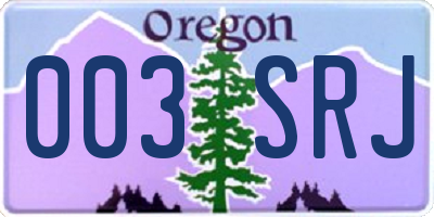OR license plate 003SRJ