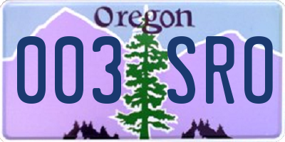 OR license plate 003SRO