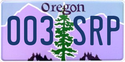 OR license plate 003SRP