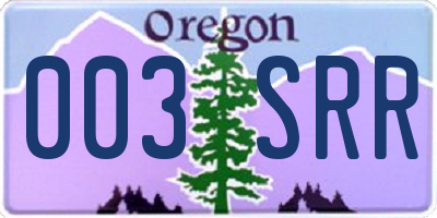 OR license plate 003SRR