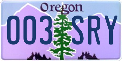 OR license plate 003SRY