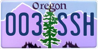 OR license plate 003SSH