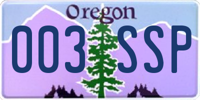 OR license plate 003SSP