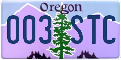 OR license plate 003STC