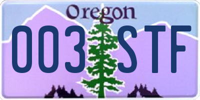 OR license plate 003STF