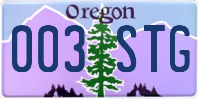 OR license plate 003STG