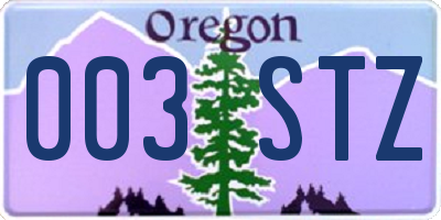 OR license plate 003STZ