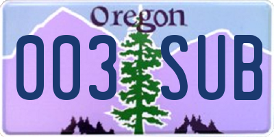OR license plate 003SUB