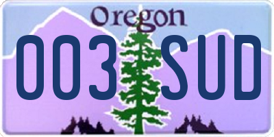 OR license plate 003SUD