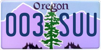 OR license plate 003SUU