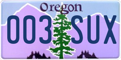 OR license plate 003SUX