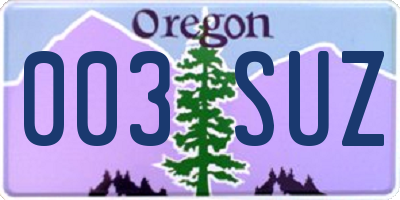 OR license plate 003SUZ