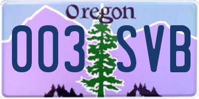 OR license plate 003SVB