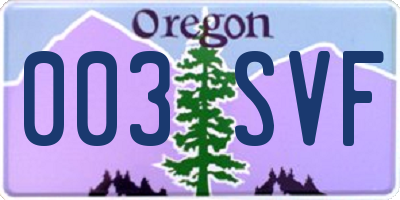 OR license plate 003SVF