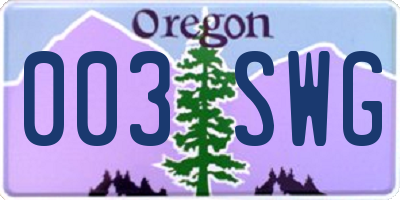 OR license plate 003SWG