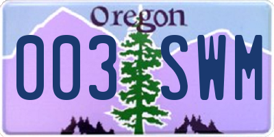 OR license plate 003SWM