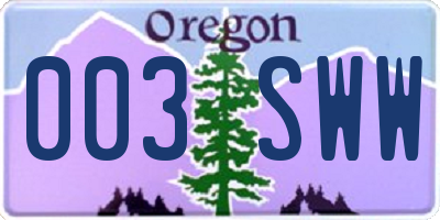 OR license plate 003SWW