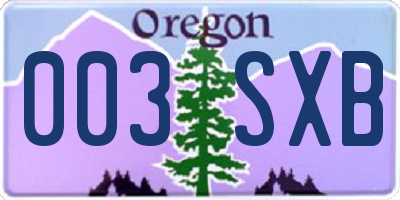 OR license plate 003SXB