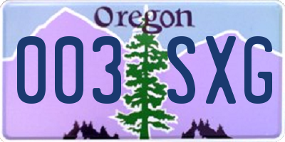OR license plate 003SXG
