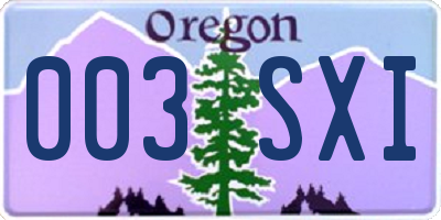 OR license plate 003SXI
