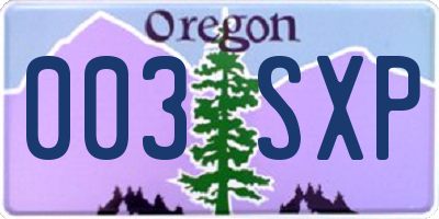 OR license plate 003SXP