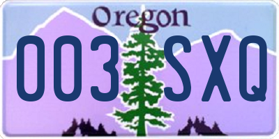 OR license plate 003SXQ