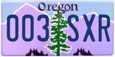 OR license plate 003SXR