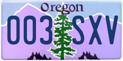 OR license plate 003SXV