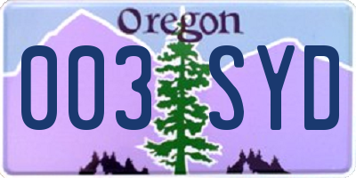 OR license plate 003SYD