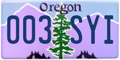 OR license plate 003SYI
