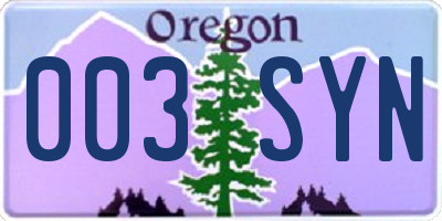 OR license plate 003SYN
