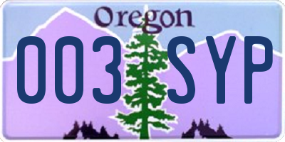 OR license plate 003SYP