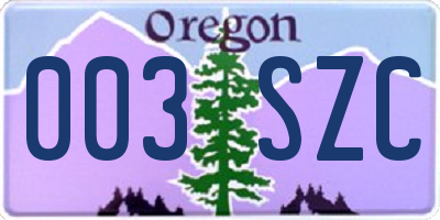 OR license plate 003SZC