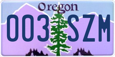OR license plate 003SZM
