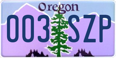 OR license plate 003SZP