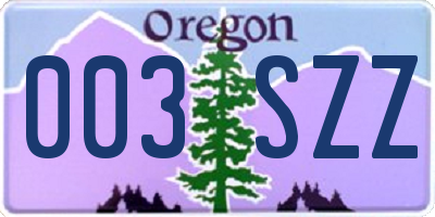 OR license plate 003SZZ