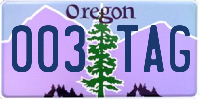 OR license plate 003TAG