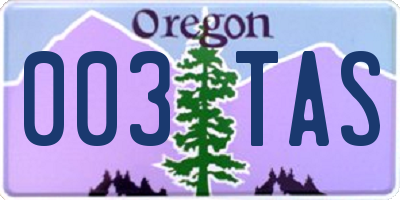 OR license plate 003TAS