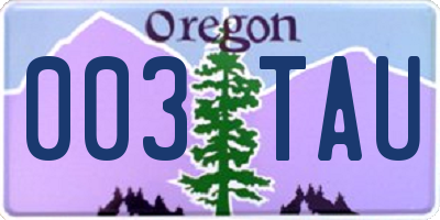 OR license plate 003TAU