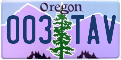 OR license plate 003TAV