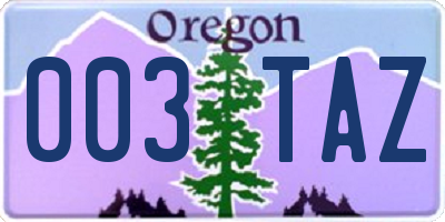 OR license plate 003TAZ