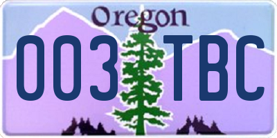 OR license plate 003TBC