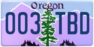 OR license plate 003TBD