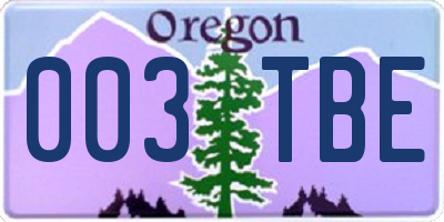 OR license plate 003TBE