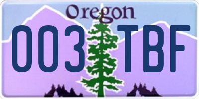 OR license plate 003TBF