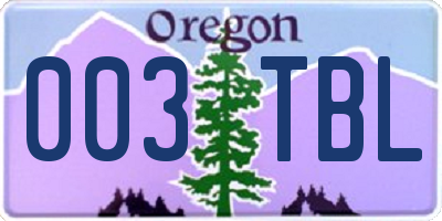 OR license plate 003TBL