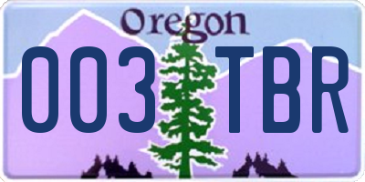 OR license plate 003TBR