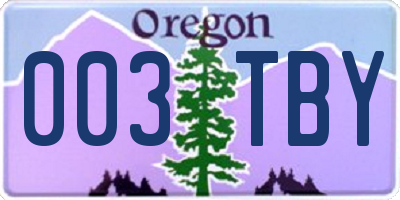 OR license plate 003TBY