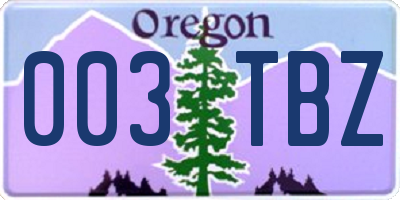 OR license plate 003TBZ