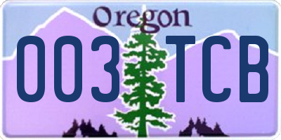 OR license plate 003TCB